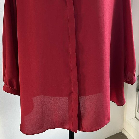 NYDJ Carnelian Red Recycled-Poly Pintuck Blouse Oversized Fit – US XL - Picture 4 of 11